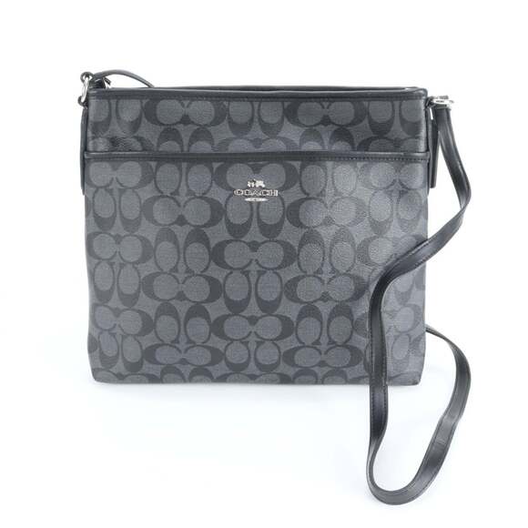 Coach Signature Leather Shoulder Bag/Messenger Bag in Black for Men